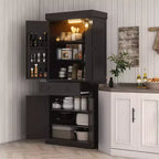 Credenza dispensa da cucina da 71 con luci LED, 6 ripiani sulle ante, un cassetto e 4 ripiani regolabili