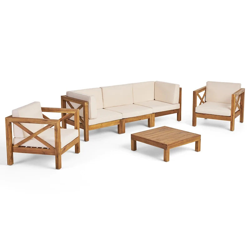 Set da conversazione da esterno Brava in legno di acacia, 6 pezzi, di Christopher Knight Home