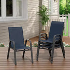 Sillas de patio, juego de 4/6 sillas de comedor apilables para exteriores, ligeras y resistentes a todo tipo de clima, de textileno, con reposabrazos, para jardín y zona de piscina