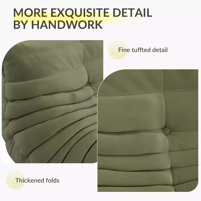 Duża sofa typu bean bag Fireside z podnóżkiem, dwuosobowa sofa z przyjaznej zwierzętom imitacji zamszu do salonu lub biura, bez montażu
