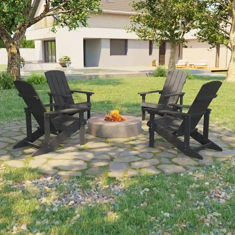 Bonosuki Set di 4 sedie Adirondack da esterno in legno resistente agli agenti atmosferici