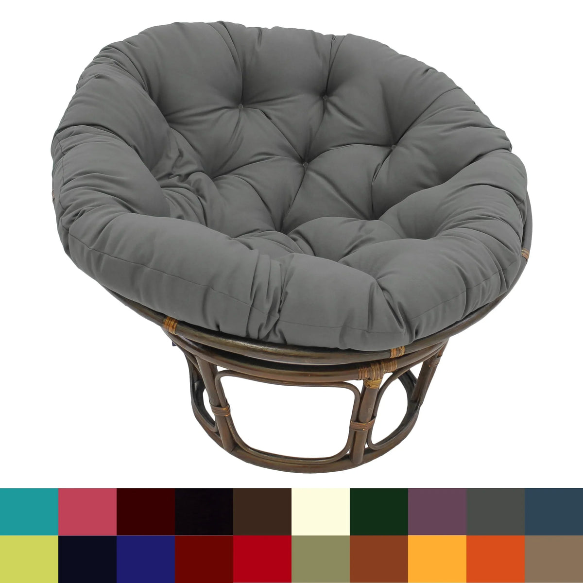 Poltrona Papasan Bali in rattan da 42 pollici con cuscino in twill