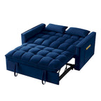 Divano letto loveseat 4 in 1 con braccioli e tasche portaoggetti, divano letto estraibile trapuntato multifunzione con schienale regolabile