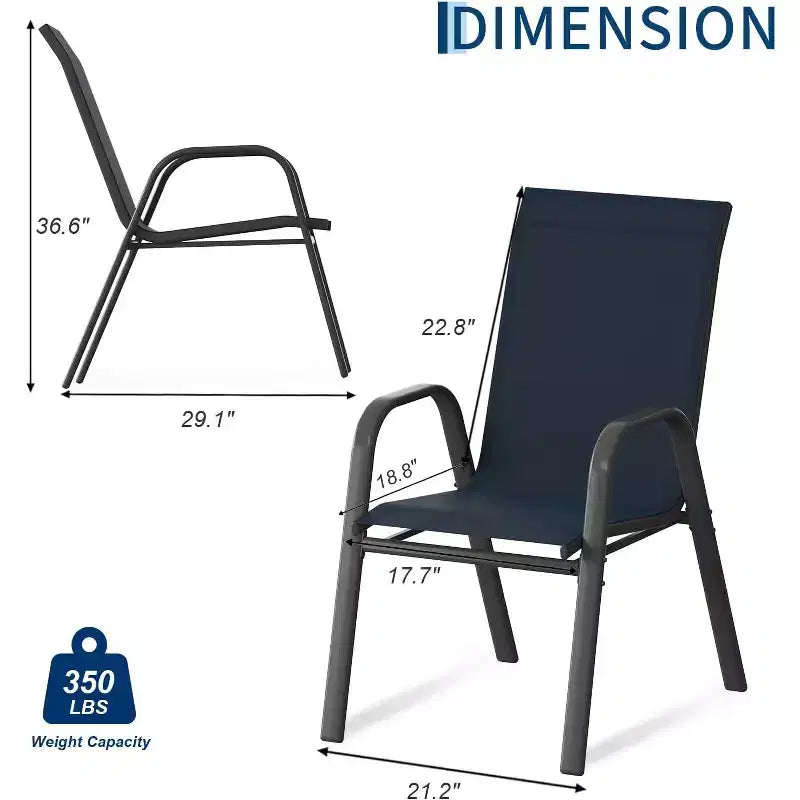 Sillas de patio, juego de 4/6 sillas de comedor apilables para exteriores, ligeras y resistentes a todo tipo de clima, de textileno, con reposabrazos, para jardín y zona de piscina