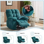 Sillón reclinable manual de tela transpirable y ergonómica con bolsillos laterales, sofá individual, adecuado para la sala de estar o el dormitorio