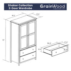 Armario de madera maciza de 2 puertas - 41x72x22