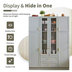 Dispensa da cucina indipendente Whisen alta 71', grande mobile contenitore per sala da pranzo con credenza e buffet a 6 ante, ripiani regolabili