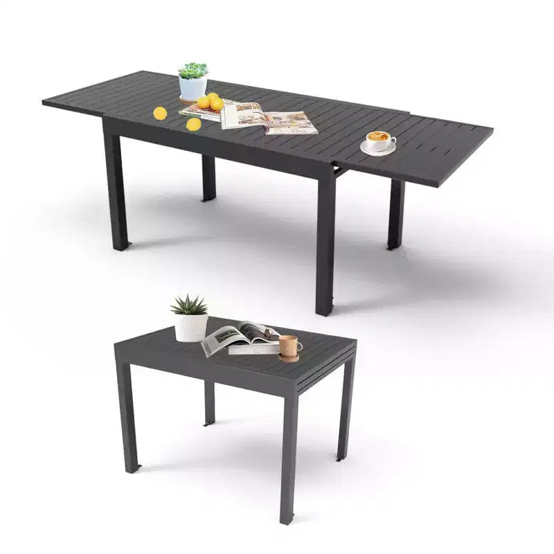 Okak aluminium eettafel voor patio, uitschuifbare tafel voor eetkamer en keuken