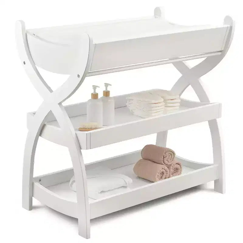 Comfy Cubs commode voor baby's - stevige houten constructie, tijdloze uitstraling met twee open planken voor babybenodigdheden