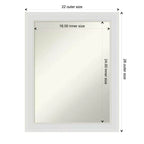 Specchio da parete senza smussatura Flair Soft White stretto 22" x 28" - Amanti Art: rettangolare moderno, include l'hardware di montaggio