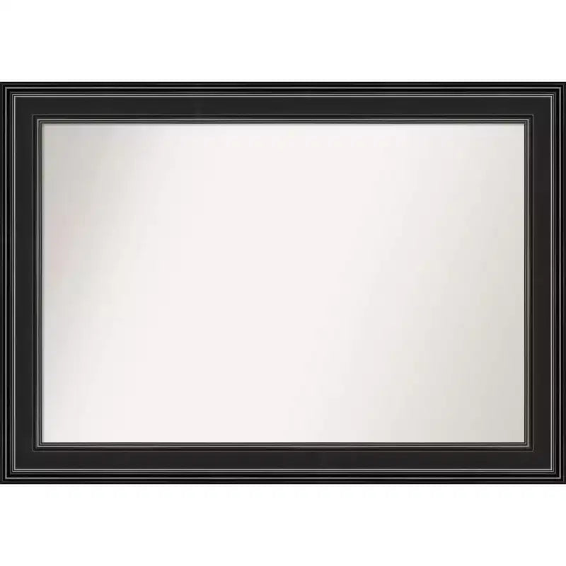 42" x 30" Non-Beveled Ridge Black Wall Mirror - Amanti Art