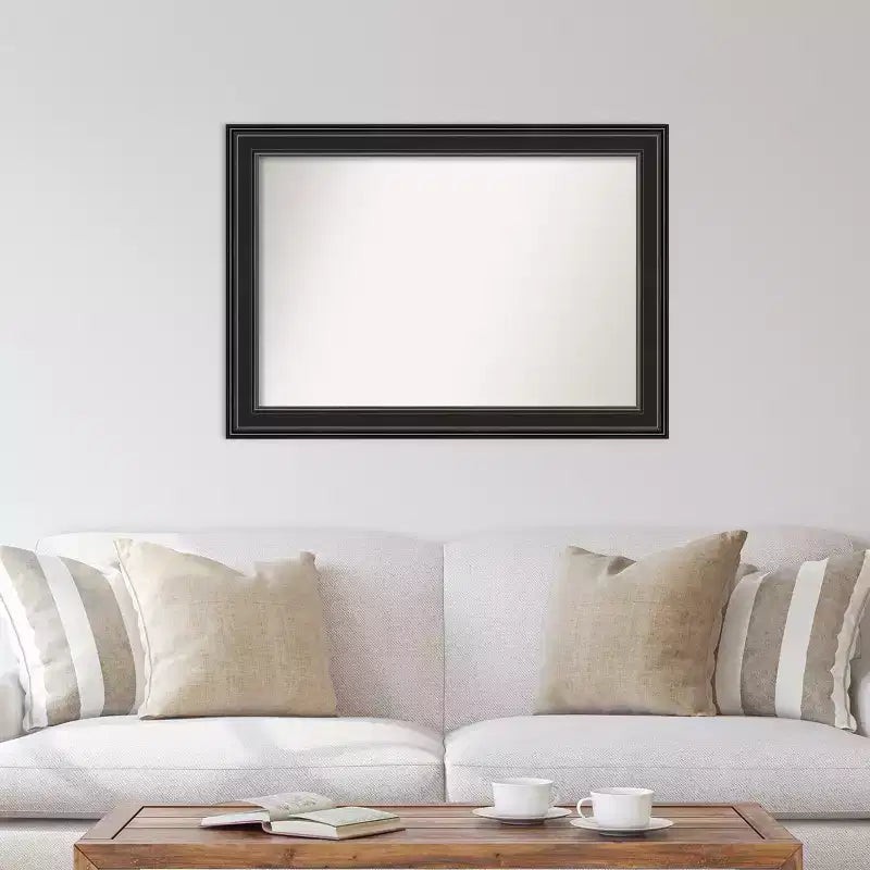 Specchio da parete nero 42" x 30" Non-Beveled Ridge - Amanti Art