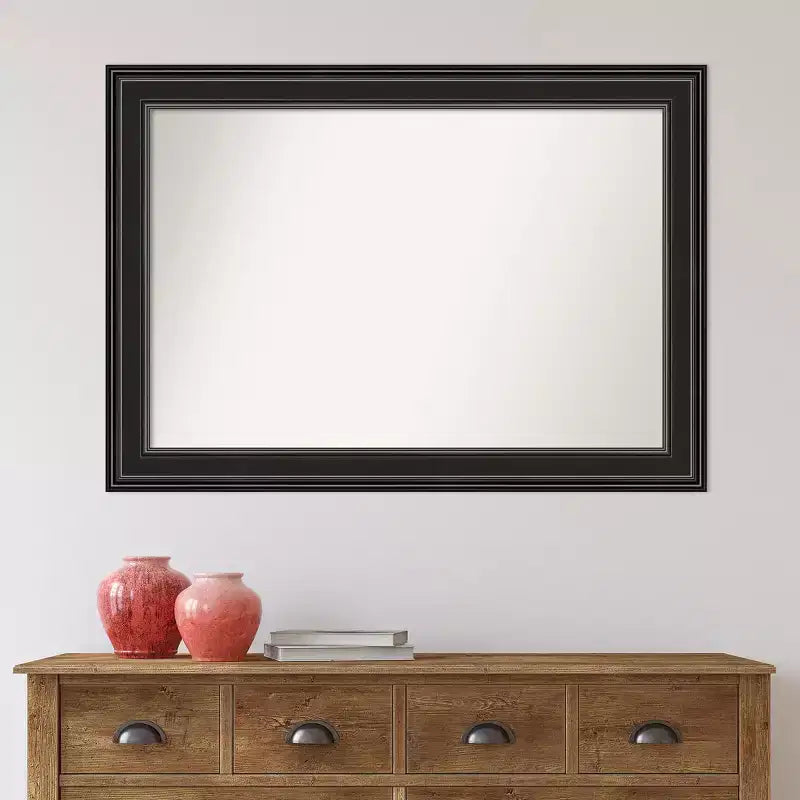 Specchio da parete nero 42" x 30" Non-Beveled Ridge - Amanti Art