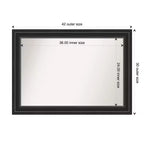 Specchio da parete nero 42" x 30" Non-Beveled Ridge - Amanti Art