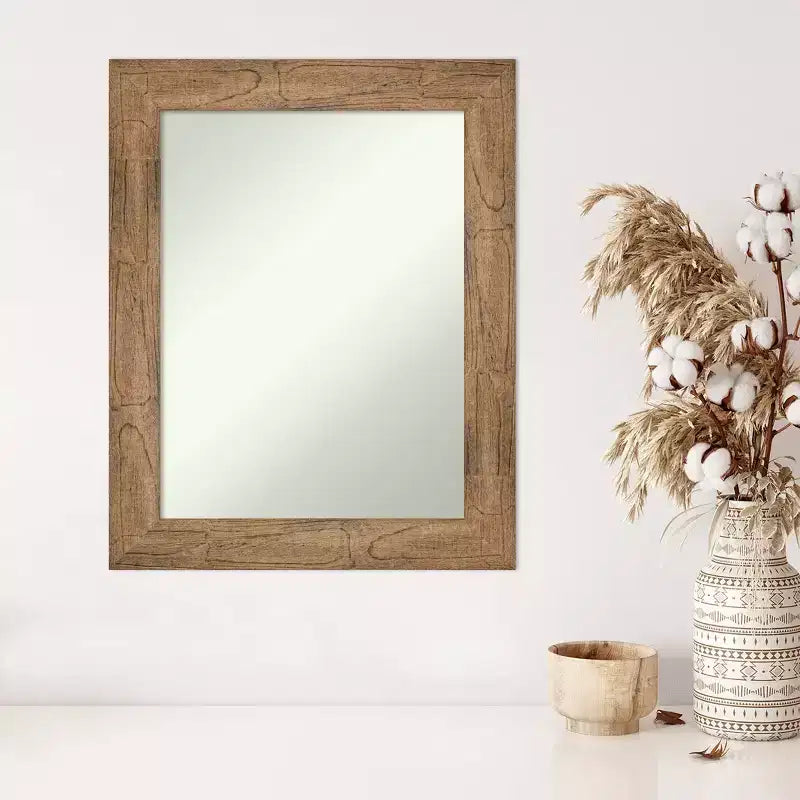 Specchio da parete in legno, rettangolare moderno, 60 x 75 cm, senza smusso, hardware di montaggio incluso