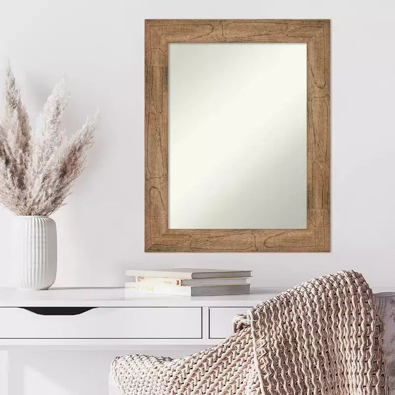 Specchio da parete in legno, rettangolare moderno, 60 x 75 cm, senza smusso, hardware di montaggio incluso