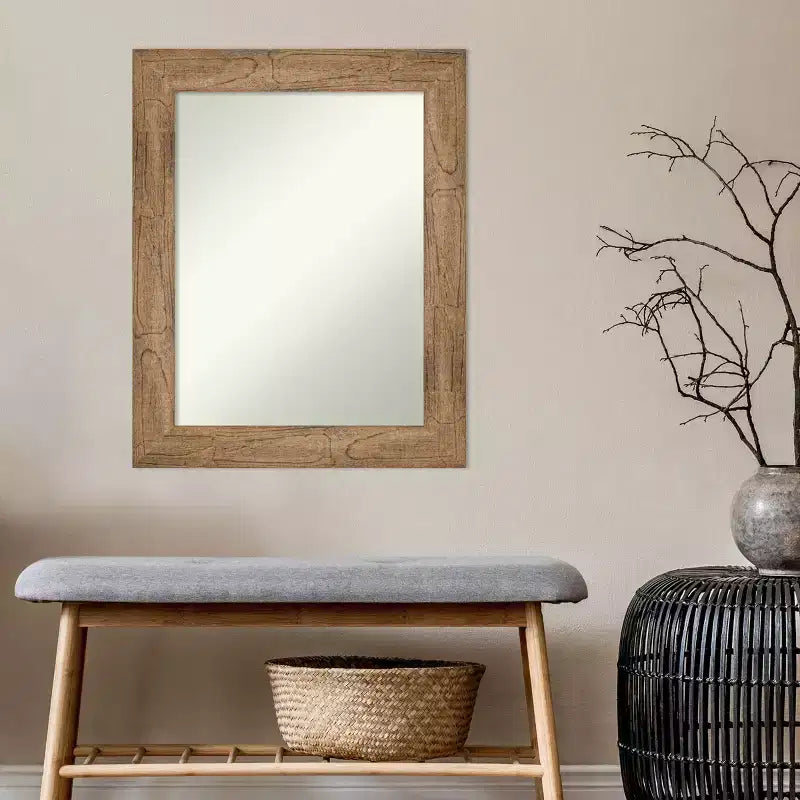 Specchio da parete in legno, rettangolare moderno, 60 x 75 cm, senza smusso, hardware di montaggio incluso