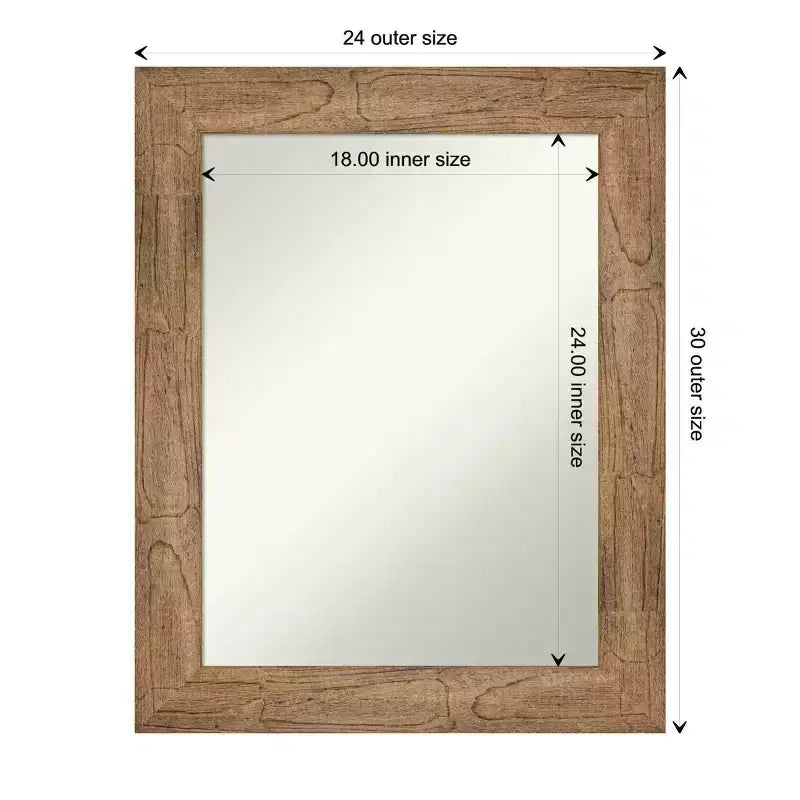 Specchio da parete in legno, rettangolare moderno, 60 x 75 cm, senza smusso, hardware di montaggio incluso