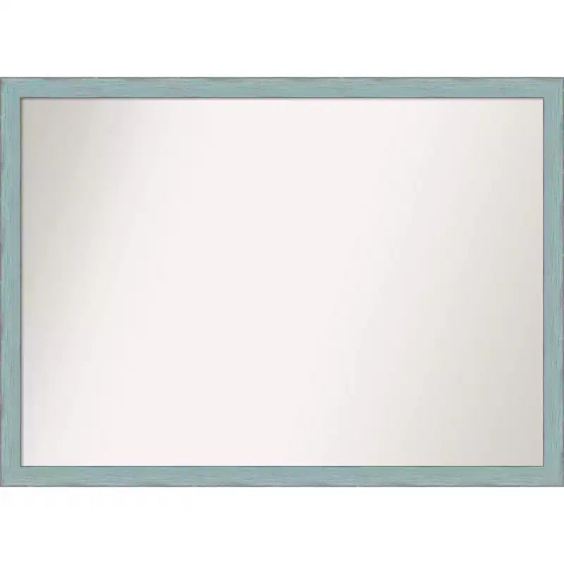 40" x 29" Non-Beveled Sky Blue Rustic Wood Wall Mirror - Amanti Art: Includes Mounting Hardware, Rectangle Shape
