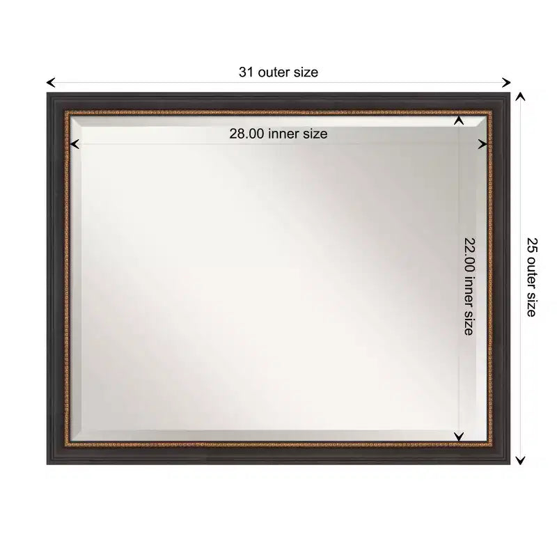 Specchio da parete in legno smussato 31" x 25": Stile moderno, Nessun assemblaggio, Include hardware di montaggio