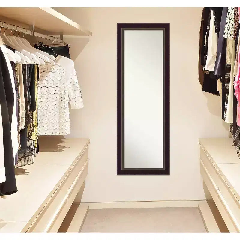 Specchio da porta 18" x 52" in legno senza smussatura - Da appendere alla porta, da montare a parete