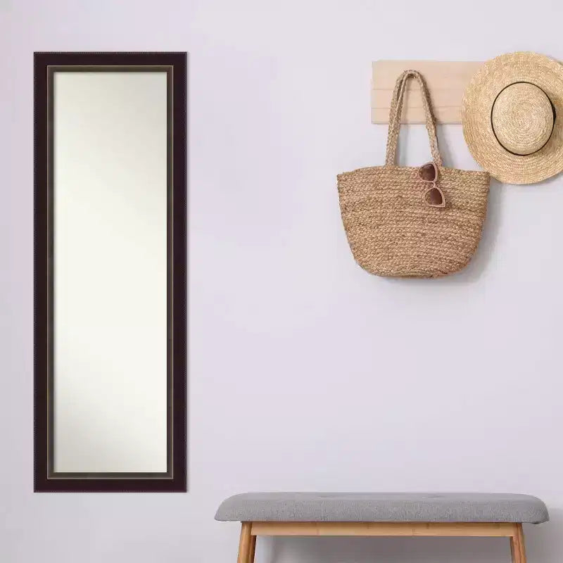 Specchio da porta 18" x 52" in legno senza smussatura - Da appendere alla porta, da montare a parete