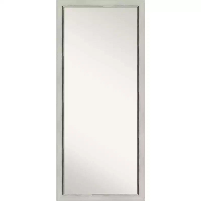 28" x 64" Non-Beveled Flair Silver Patina Leaner Mirror - Amanti Art
