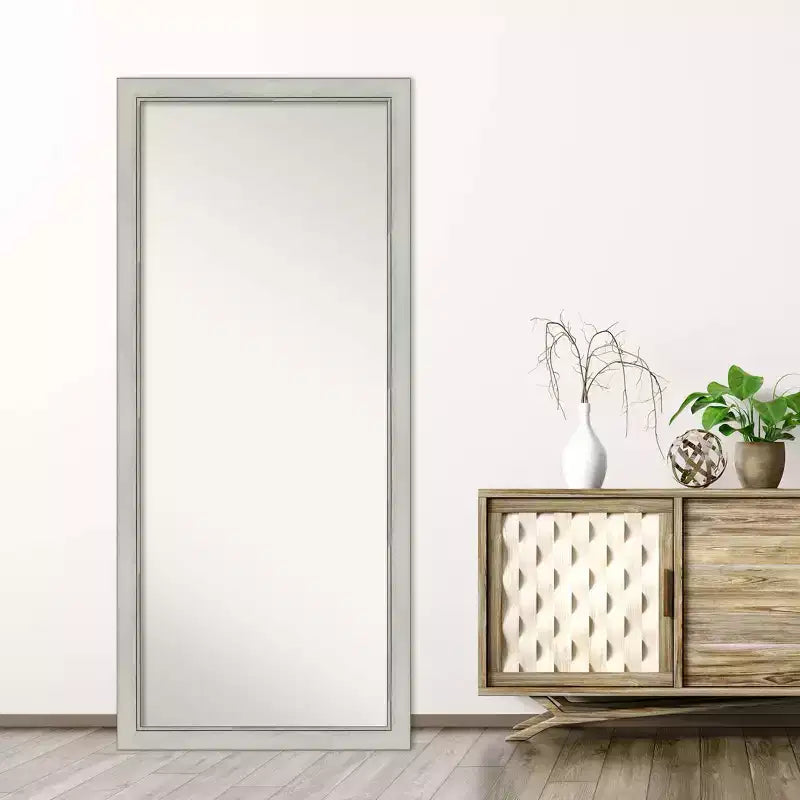 Specchio Flair in patina argentata da 71 x 162 cm senza smusso, da appoggiare
