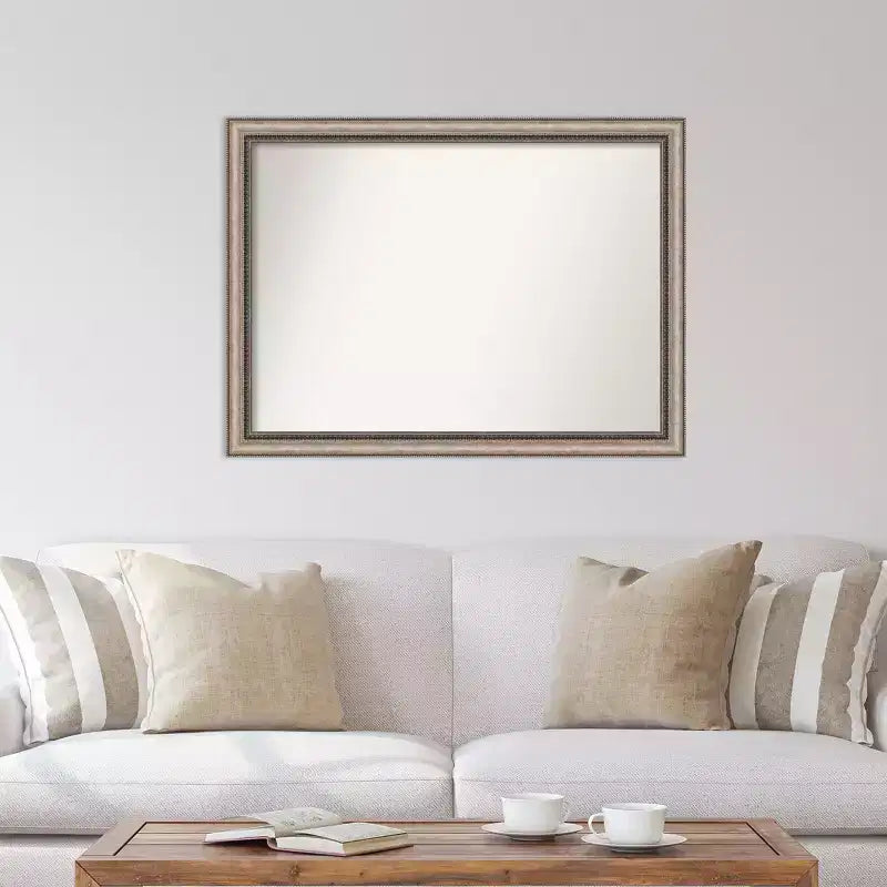 Specchio da parete senza smusso 42" x 31", grande, rettangolare, decorativo, con cornice in polistirene