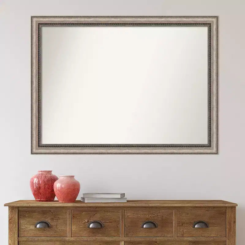 Specchio da parete senza smusso 42" x 31", grande, rettangolare, decorativo, con cornice in polistirene