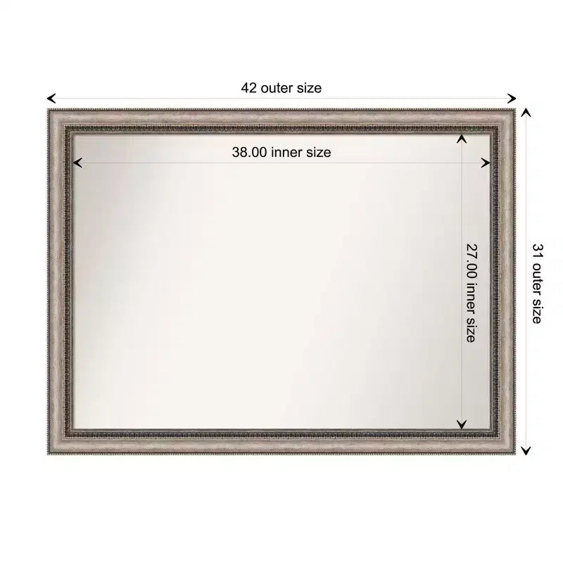 Specchio da parete senza smusso 42" x 31", grande, rettangolare, decorativo, con cornice in polistirene