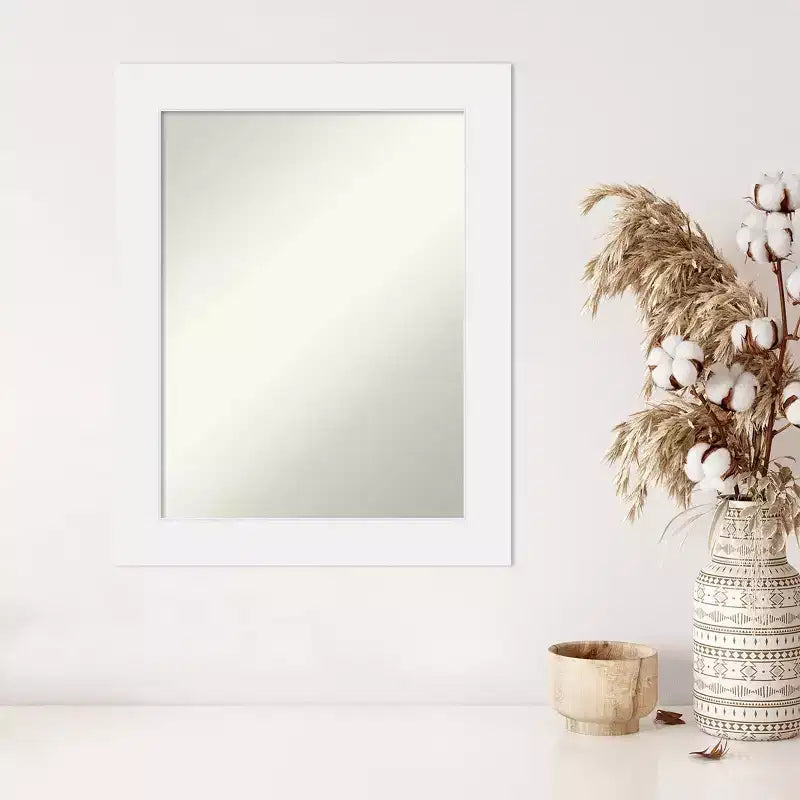 Specchio da parete Corvino bianco, in legno, senza bisello, 58 x 73 cm - Amanti Art: rettangolare moderno, include l'hardware per il montaggio