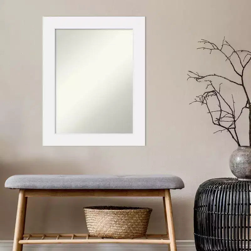 Specchio da parete Corvino bianco, in legno, senza bisello, 58 x 73 cm - Amanti Art: rettangolare moderno, include l'hardware per il montaggio