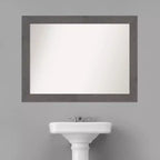 Specchio da parete per bagno, 44" x 33", non bisellato, grigio, a doghe rustiche
