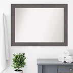 Specchio da parete per bagno, 44" x 33", non bisellato, grigio, a doghe rustiche