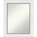 24" x 30" Non-Beveled Eva White Silver Wall Mirror - Amanti Art: Modern Rectangular Decor, Includes Mounting Hardware