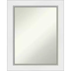 24" x 30" Non-Beveled Eva White Silver Wall Mirror - Amanti Art: Modern Rectangular Decor, Includes Mounting Hardware