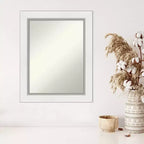 Specchio da parete senza smussature Eva White Silver 24" x 30" - Amanti Art: Arredamento rettangolare moderno, include hardware di montaggio