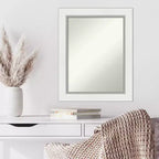 Specchio da parete senza smussature Eva White Silver 24" x 30" - Amanti Art: Arredamento rettangolare moderno, include hardware di montaggio
