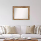 Specchio da parete 34" x 28" in legno marrone con gufo, senza smussatura