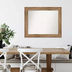 Specchio da parete 34" x 28" in legno marrone con gufo, senza smussatura