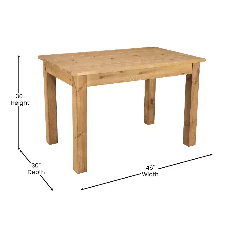 Mesa de comedor rústica Flash Furniture de pino macizo, rectangular, de 46 x 30