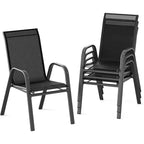 Sillas de patio, juego de 4/6 sillas de comedor apilables para exteriores, ligeras y resistentes a todo tipo de clima, de textileno, con reposabrazos, para jardín y zona de piscina