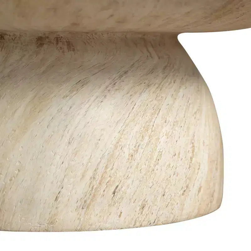 Mesa de centro redonda LeisureMod Lunexa, mesa auxiliar con pedestal de fibra de piedra para interiores o exteriores, diseño esculpido con almohadillas antideslizantes