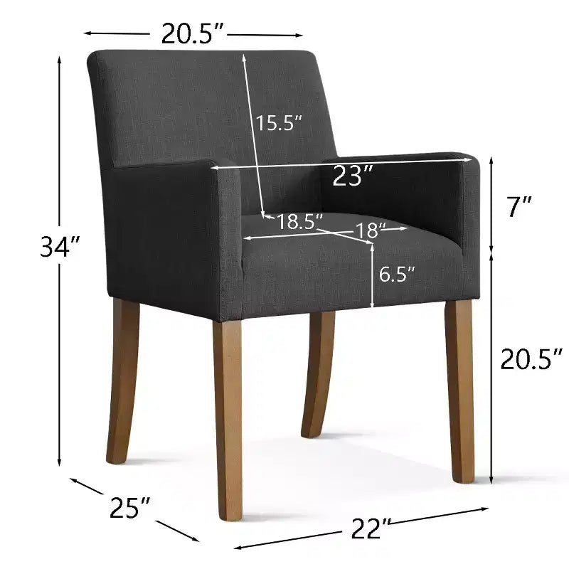 6er-Set gepolsterte Esszimmerstühle mit Armlehnen, moderne Leinen-Sessel mit Holzbeinen, Akzentstühle für Esszimmer und Wohnzimmer – Panipeachy