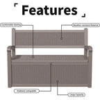 Panca contenitore in resina per tutte le condizioni atmosferiche con scomparto nascosto con serratura, design effetto rattan, portata di 500 lb, capacità di 70 galloni