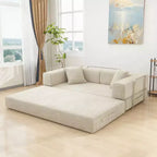 Dyonery 78 opvouwbare slaapbank, corduroy bank, kingsize vloerslaapbank, 4-in-1 doe-het-zelf modulaire combinatiebank, uitklapbaar, comfortabele bank.