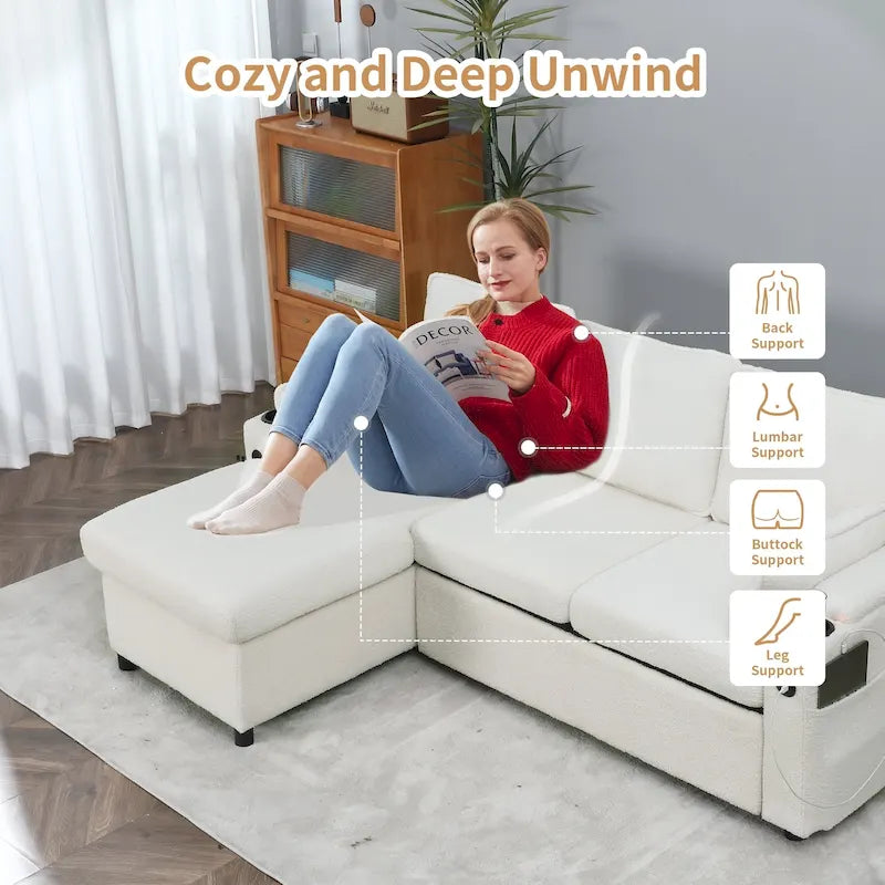 80 L-förmiges Schlafsofa, Schlafsofa mit ausziehbarem Bett, wendbares Schlafsofa