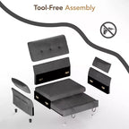 Sofá cama convertible 3 en 1 Dyonery, sofá cama extraíble con bolsillo lateral y respaldo ajustable, montaje sin herramientas, sofá de dos plazas plegable