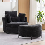 Sillón decorativo giratorio tapizado de 42.3W con 4 cojines y otomana de almacenamiento en forma de media luna